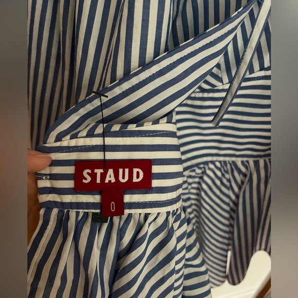STAUD Luna puff sleeve peplum top blue stripe 0 - Picture 5 of 6